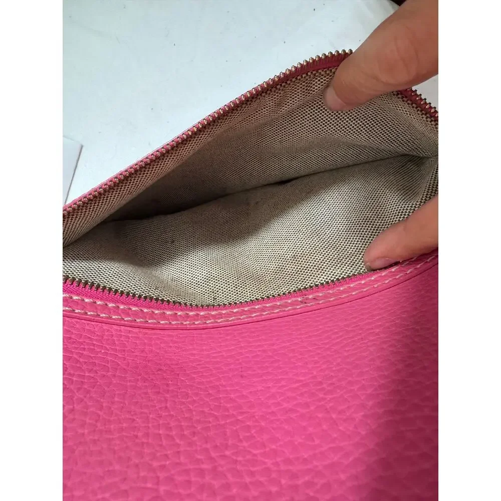 Dooney & Bourke Vibrant Pink Pebbled Leather Crescent Tote with COA